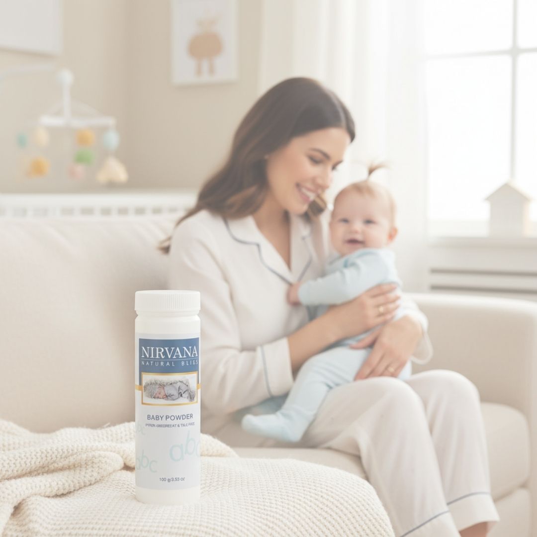Talc - Free Baby Powder – non - GMO Cornstarch with non - nano Zinc Oxide | Nirvana Natural Bliss - Nirvana Natural Bliss Luxury Skincare