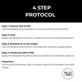 4-step skincare protocol with brightening product usage instructions on a white background