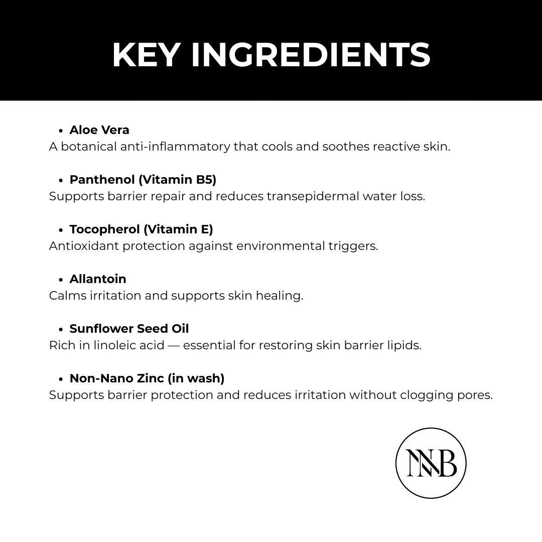 List of key ingredients with descriptions on a white background, featuring the NNB logo.
