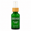 A green glass bottle of anti-ageing serum 30ml