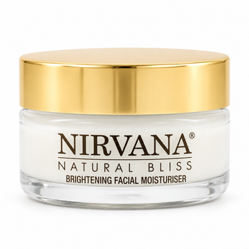 A brightening moisturiser in a glass jar with a gold lid 