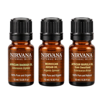 BAM Trio – Pure Baobab, Argan & Marula Oils (3-Piece African Botanical Skin & Hair Care Set) Nirvana Natural Bliss