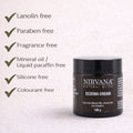 Nirvana Eczema Cream jar with free-from certifications on a light background